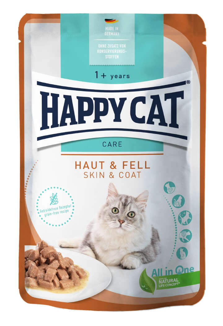 HAPPY CAT Katzen-Nassfutter Meat in Sauce Care Haut & Fell